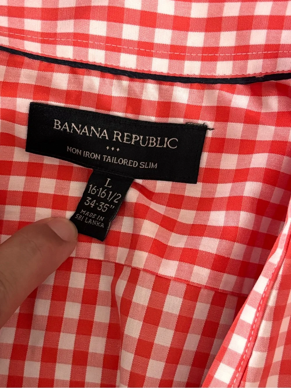 Banana Republic Red and White Gingham Button Down Shirt